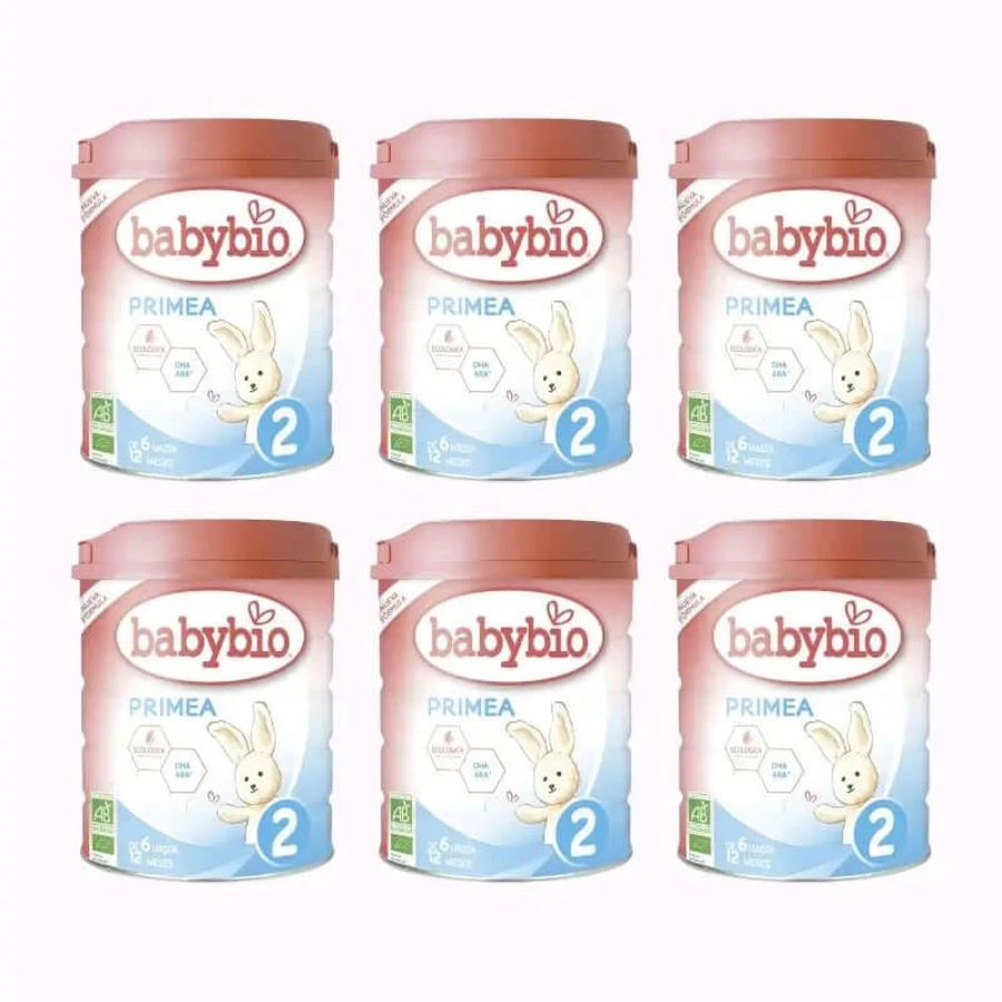 Babybio Primea 2 Follow-on cow's milk 6-12 months, pack 6 x 800g