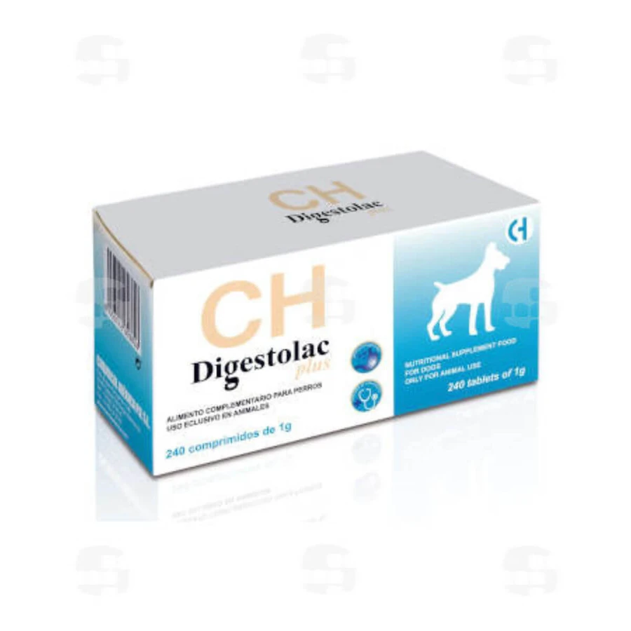 CHEMICAL IBERICA Digestolac Plus, XS-XL, spijsverteringssupplement voor honden, doos, 240 tabletten