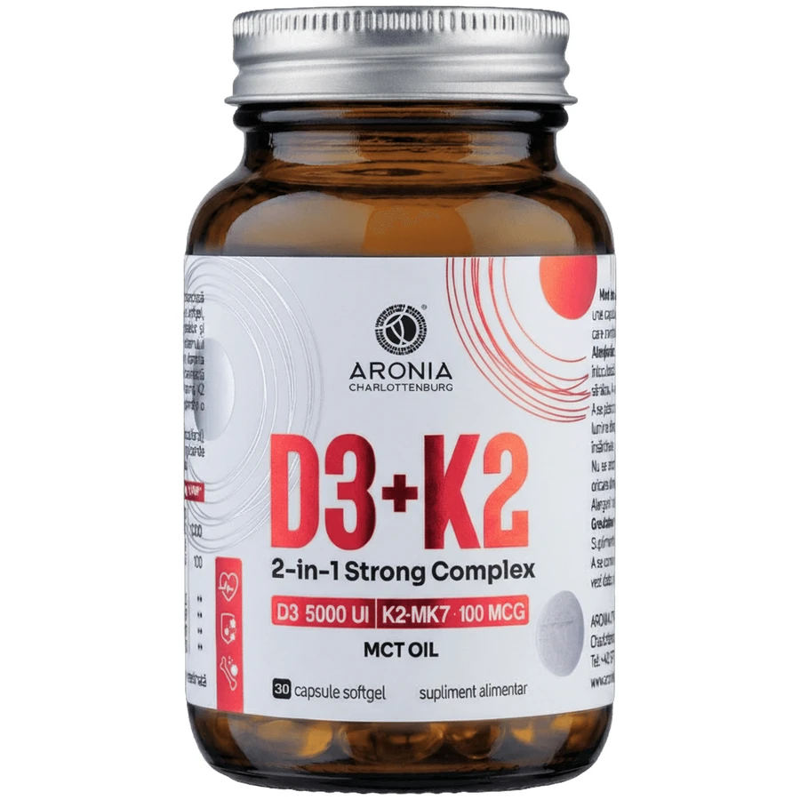 Vitamine D3+K2, 2-in-1 Sterk Complex, 30 capsules, Aronia