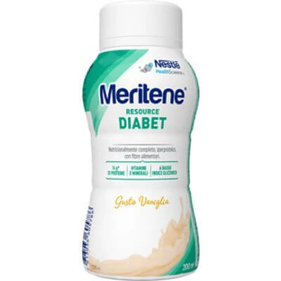 Meritene ressource diabète vanille aliment riche en protéines 28 vitamines et minéraux 200 ml