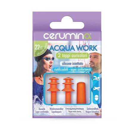 Cerumin AQUA WORK - injizierte Silikon-Ohrstöpsel, 2 Stück, Pietrasanta Pharma