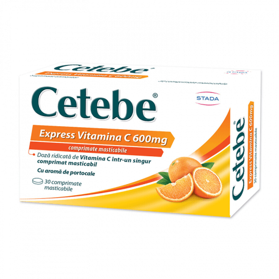 Cetebe Express Vitamine C 600mg, 30 comprimés à croquer, Stada
