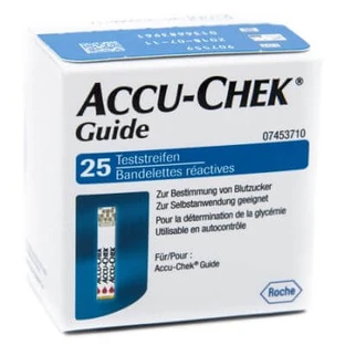 Accu-chek guide tiras reactivas de glucosa en sangre paquete de 25 unidades al por menor