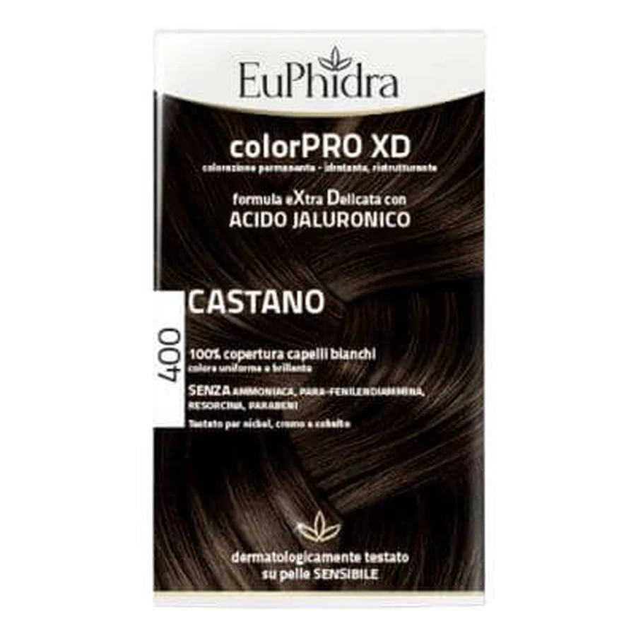 Euphidra colorpro xd 400 castaño gel colorante en botella + activador + acondicionador + guantes