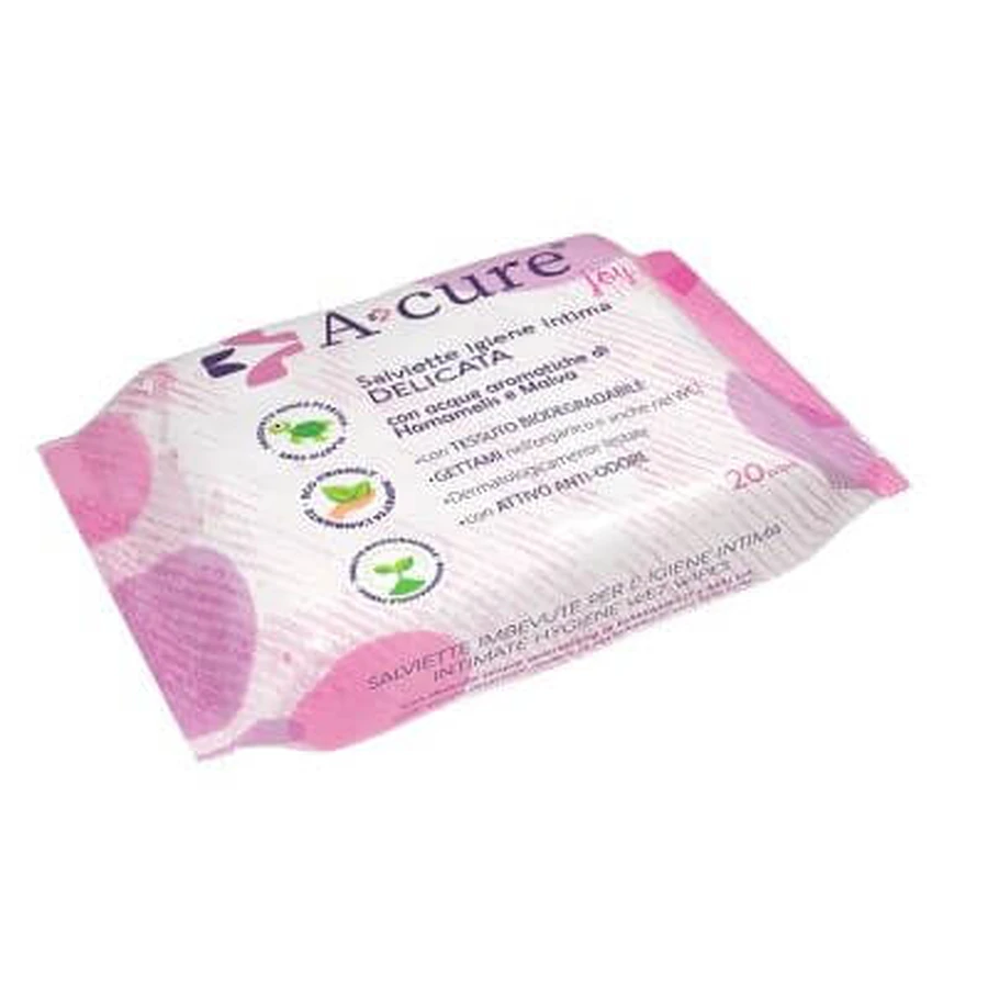 A+cure gentle intimate hygiene 20 maxi pocket wipes