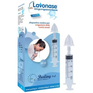 Lavonase non-sterile nasal irrigation syringe 20 ml + luer-lock with cap + nasal nozzle with luer-lock connection + perforator with anti-reflush valve with cap
