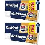 Kukident deux paquets de crème adhésive pour prothèses dentaires avec un mordant imbattable 57 g x 2