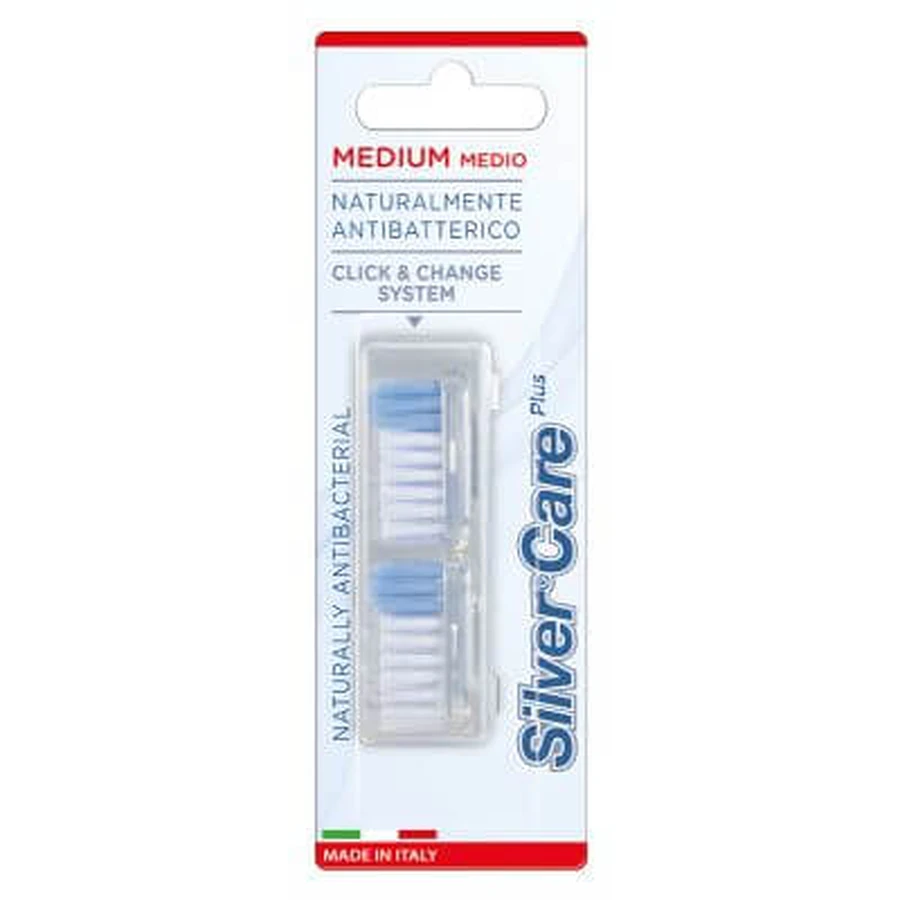 Silvercare medium spare toothbrush 2 pieces