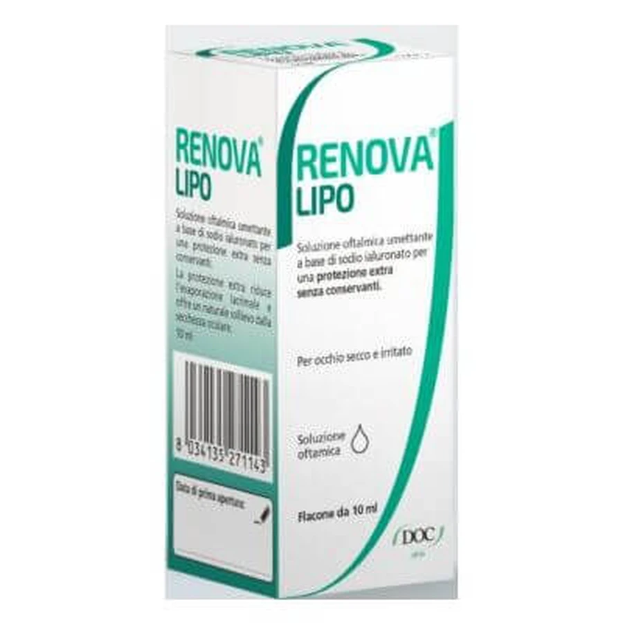Renova traanvervangende oogdruppels op basis van hyaluronzuur 0,4% en lipiden Bewaarmiddelvrij 10 ml flesje