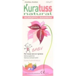 Kuratuss jarabe natural para niños para la tos seca y grasa con vaso dosificador con sabor a bayas 210 g