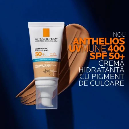 La Roche-Posay Anthelios, crème hydratante avec pigment de couleur pour la protection solaire SPF 50+ UVmune, 50 ml,
