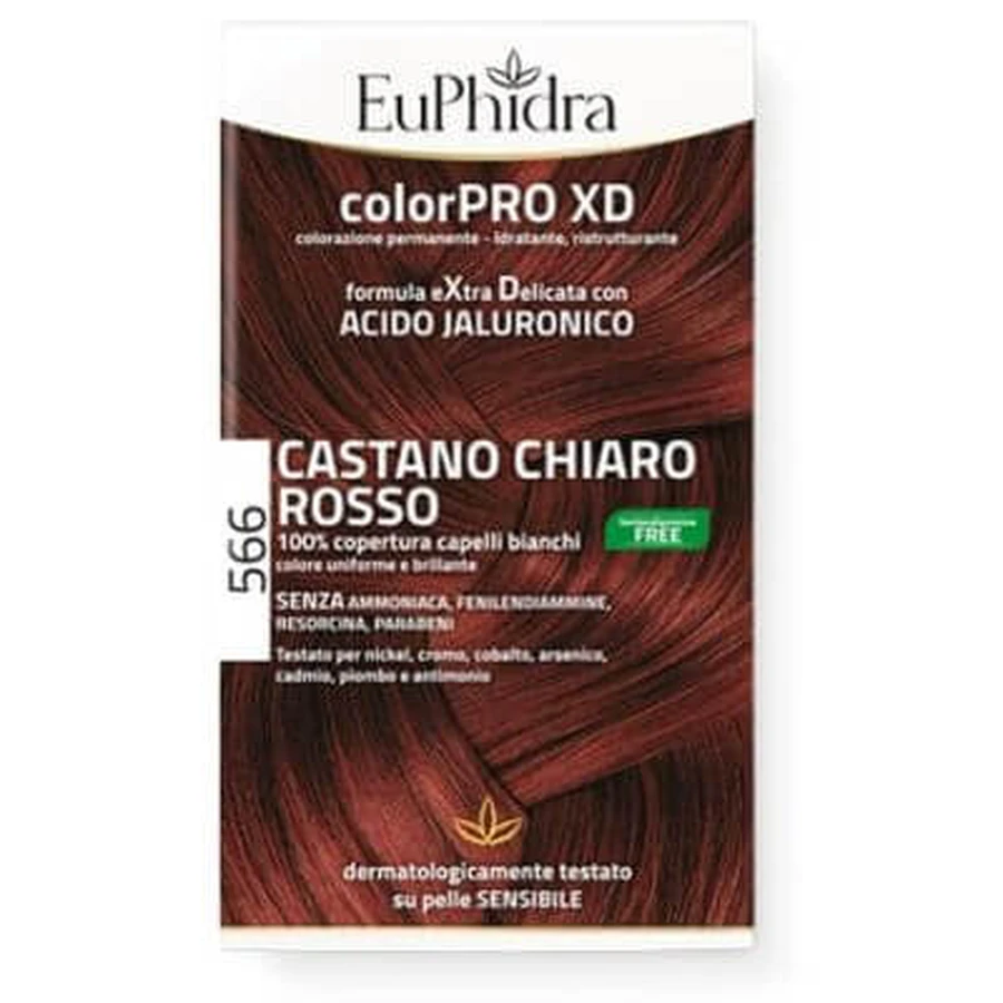 Euphidra colorpro hair coloring gel xd 566 light brown red 50 ml + activator + conditioner + gloves