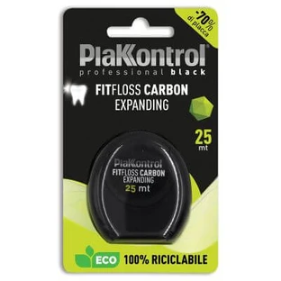 Plakkontrol professionelle schwarz fitfloss schwarz Kohlenstoff expandierende Zahnseide 25 Meter frische Minze