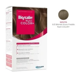 Bioscalin nutri color+ 6.01 cold crema colorante rubio oscuro 40 ml + crema detectora 60 ml + champú 12 ml + acondicionador 12 ml + guantes desechables