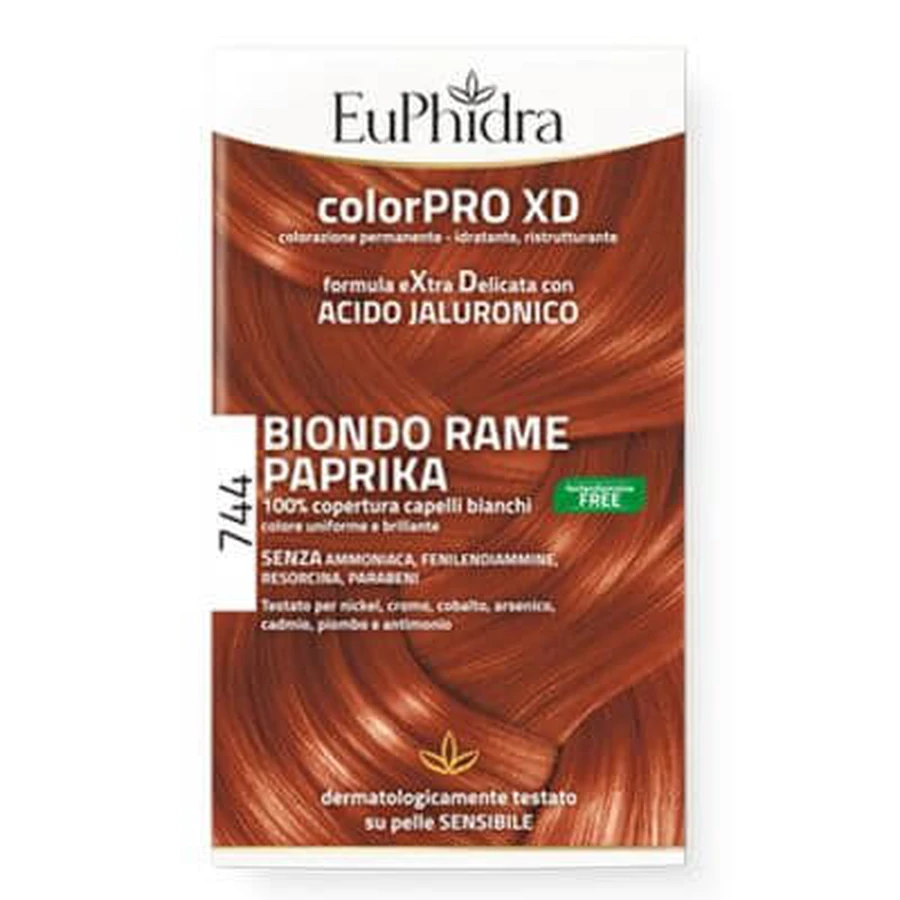 Euphidra colorpro hair coloring gel xd 744 paprika 50 ml bottle + activator + conditioner + gloves