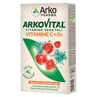 Arkovital vitamines c+d3 20 comprimés effervescents arôme fruits rouges