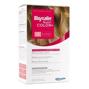 Bioscalin nutricolor plus 8 lichtblonde kleurcrème 40 ml + detectorcrème 60 ml + shampoo 12 ml + eindbehandelingsconditioner 12 ml