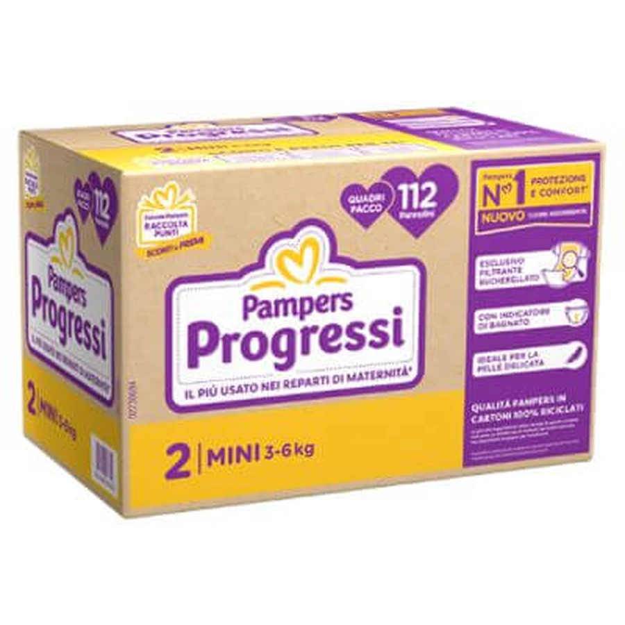 Pampers four-square progress mini 112 piezas