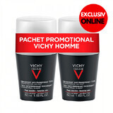 Antiperspirant roll-on deodorant extreme control for men 72h, 50 ml + 50 ml, Vichy Homme