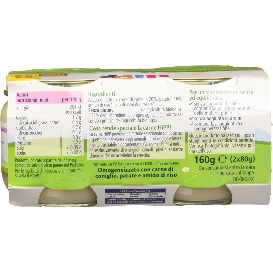 Hipp rabbit homogenized with potatoes 2 pieces 80 g
