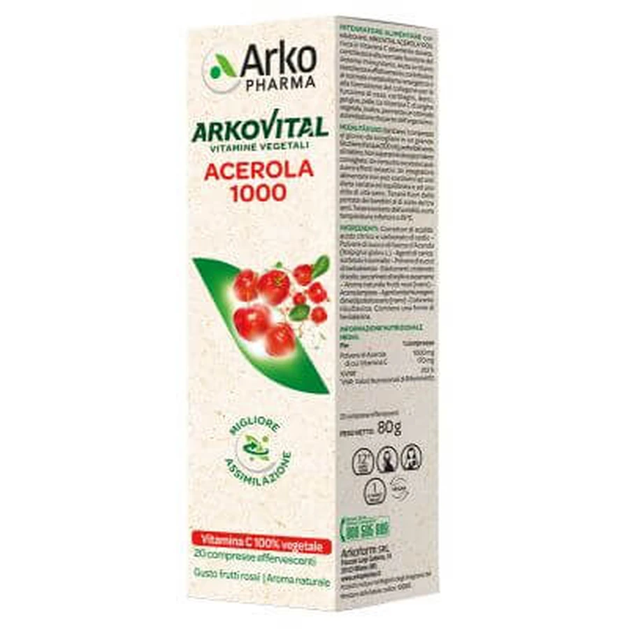 Arkovital acerola 1000 efervescente 20 comprimidos