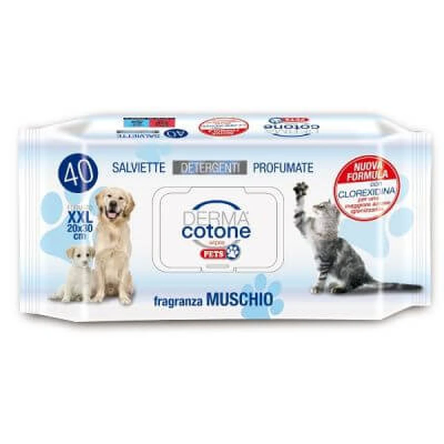 Dermacotton toallitas para mascotas almizcle blanco 40 unidades