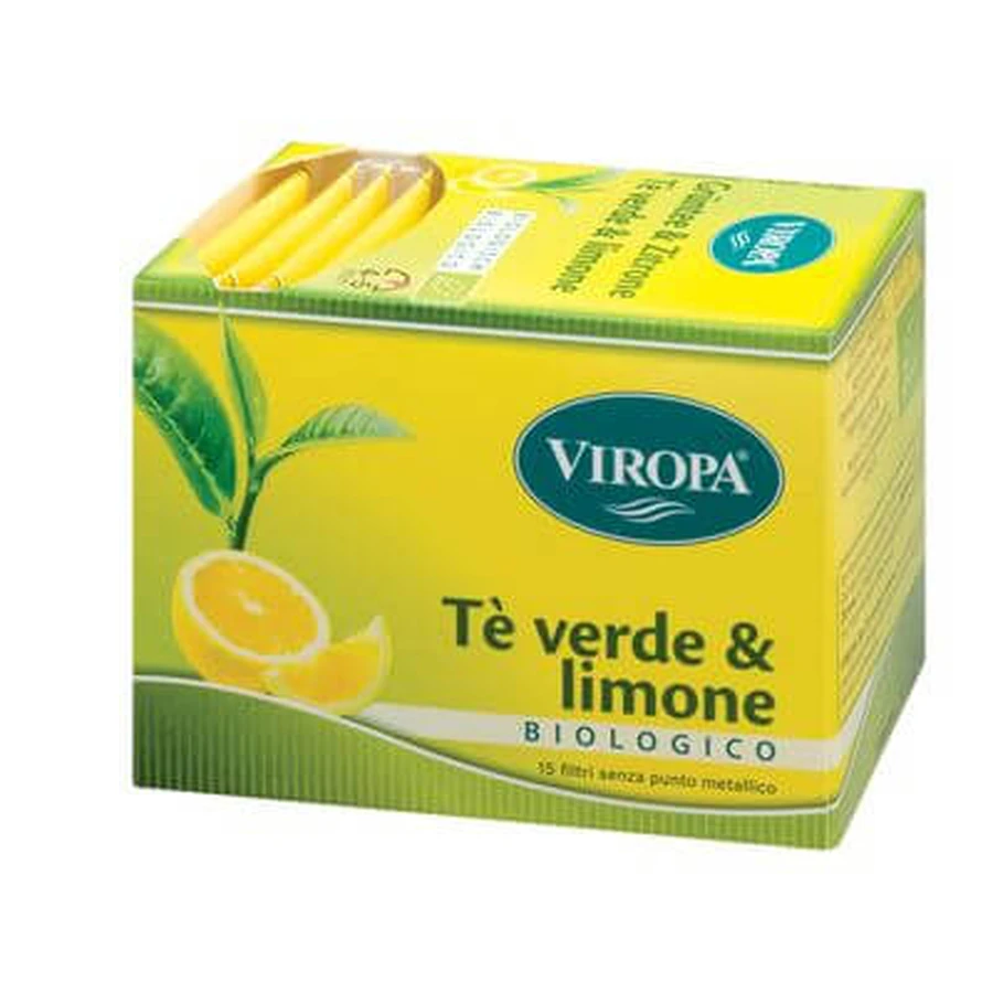 Viropa biologische groene thee met citroen 15 filters
