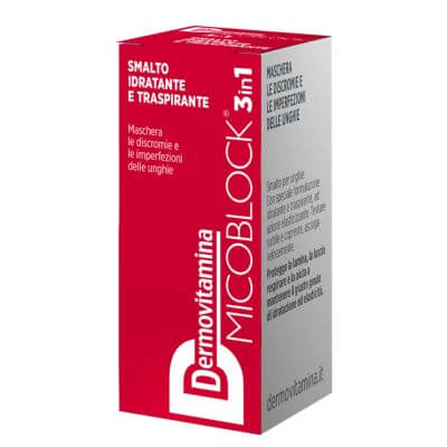Dermovitamin micoblock 3-in-1 moisturizing and breathable nail polish red 5 ml