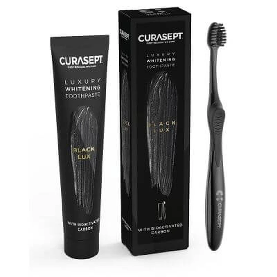 Curasept black luxury whitening toothpaste 75 ml + toothbrush