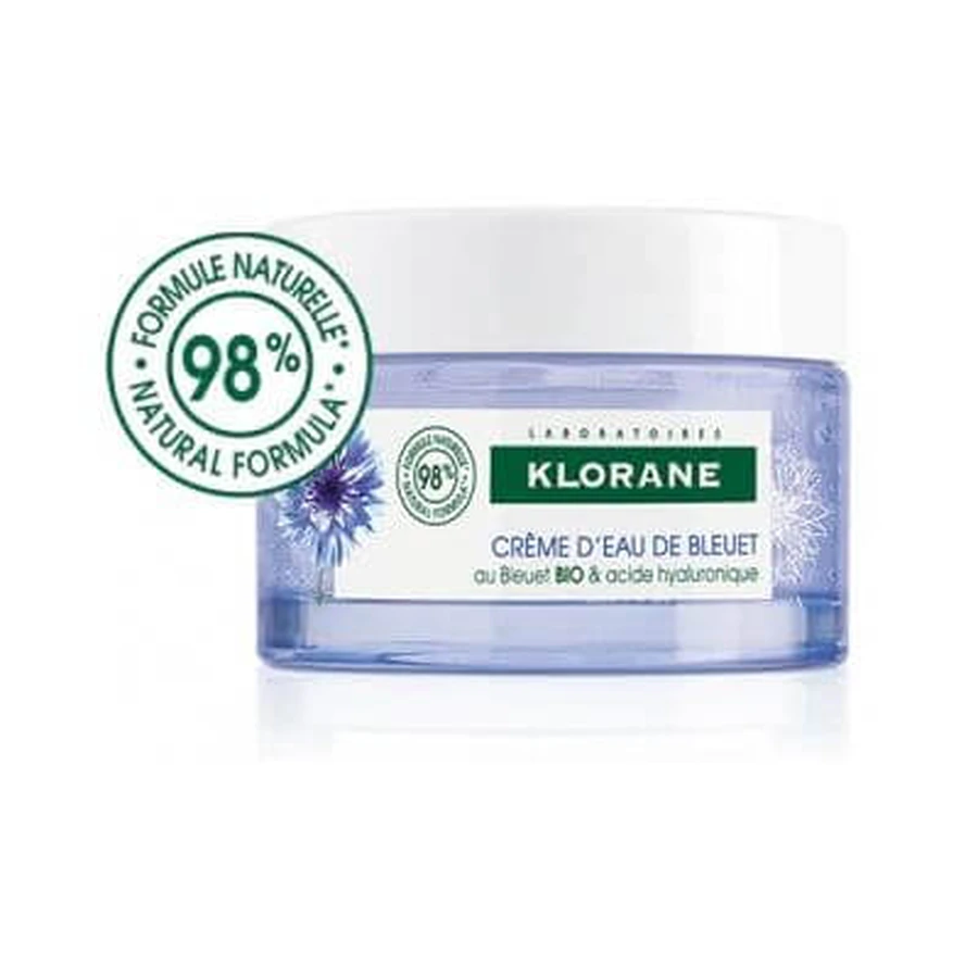 Klorane biologische ontwakende gelcrème met hyaluronzuur en verse korenbloem 50 ml