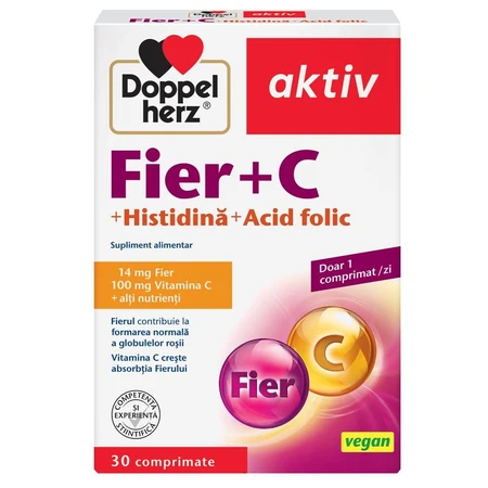 Hierro + Vitamina C + Ácido Fólico Aktiv, 30 comprimidos, Doppelherz