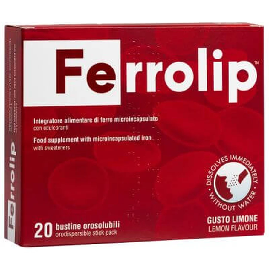 Ferrolip 20 orosoluble sachets with lemon flavor