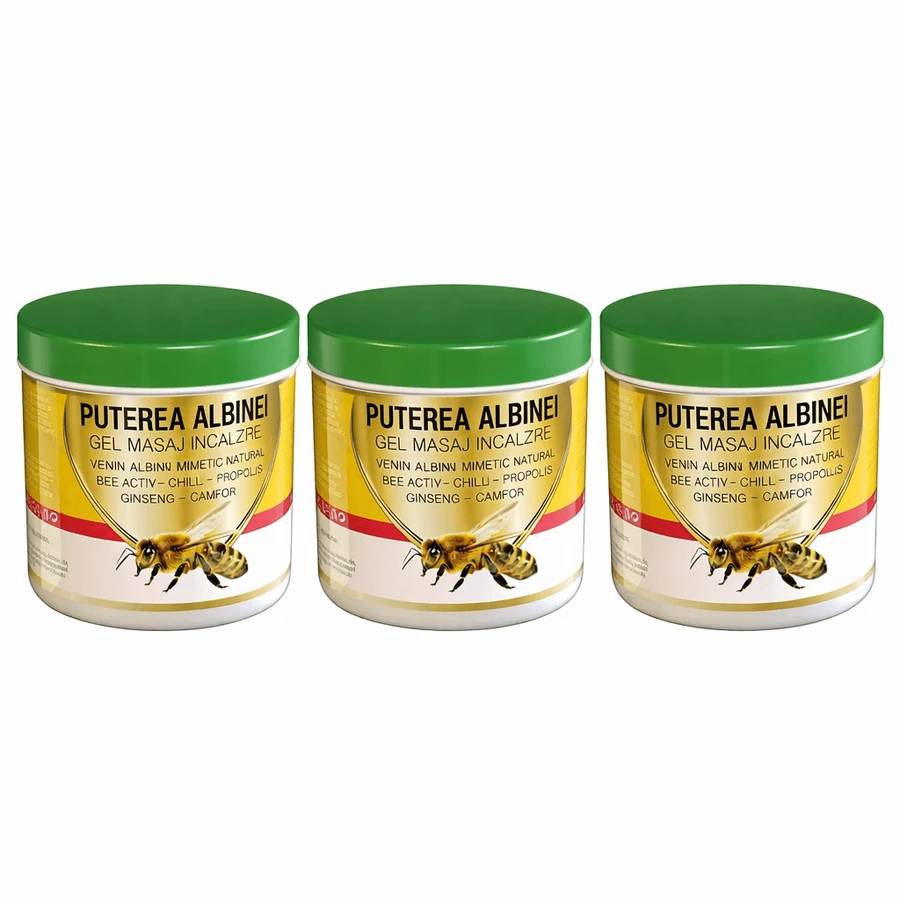 Gel de masaje calentador con veneno de abeja mimético Bee Power, 3x275 ml, Praemium