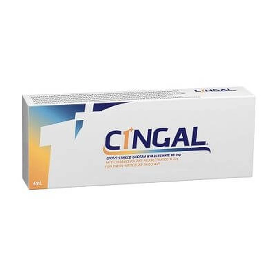 Jeringa precargada intraarticular cingal 4 ml ácido reticulado 22mg/ml con hexacetónido de triamcinolona 4,5 mg/ml