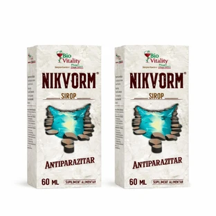Nikvorm Bio Vitality jarabe de eliminación de parásitos intestinales, 2x60 ml, Hisimo
