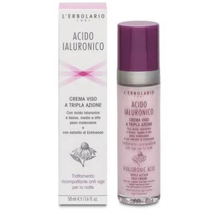 Ácido hialurónico triple acción antiedad crema facial tratamiento de noche recompactación 50 ml