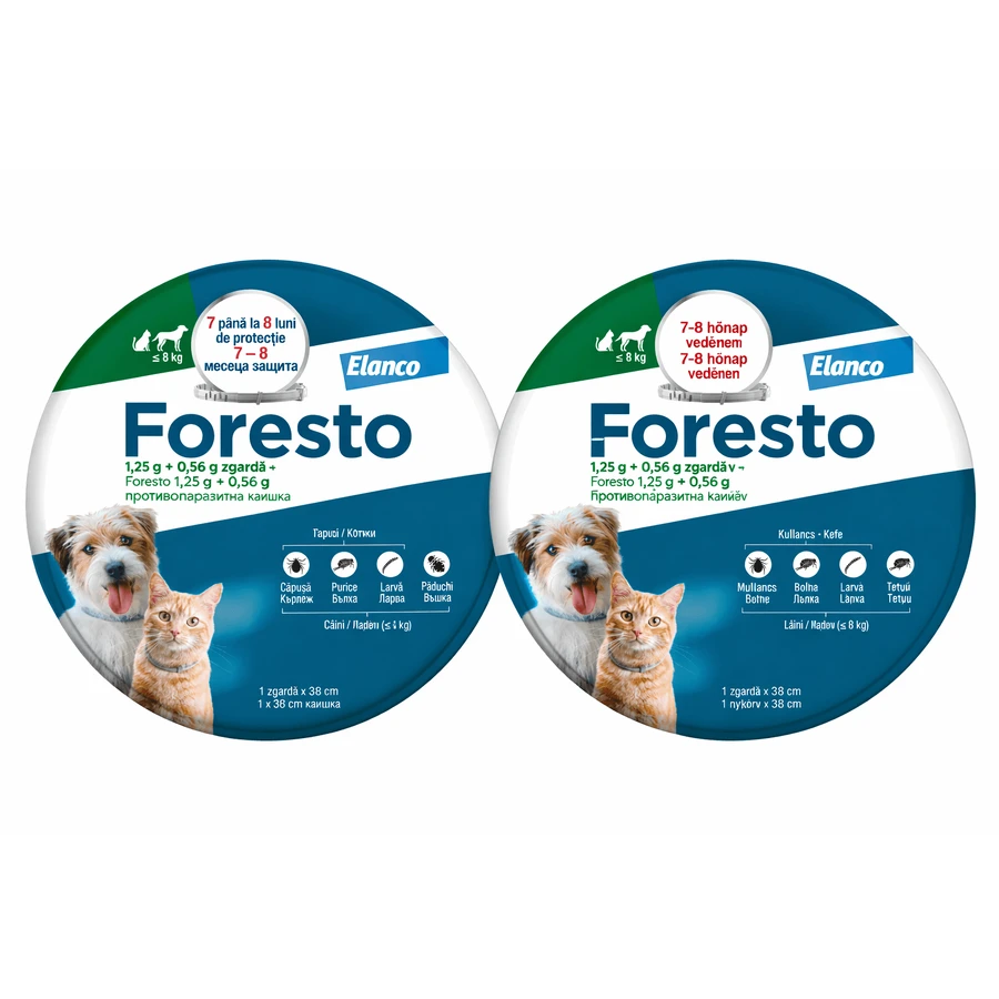 Foresto Collar for cats and small dogs, 2 pieces, Bayer Vet OTC