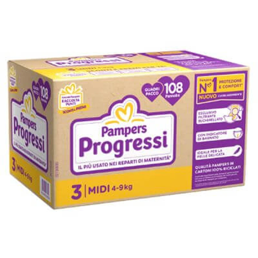 Pampers progress midi squares 108 pieces