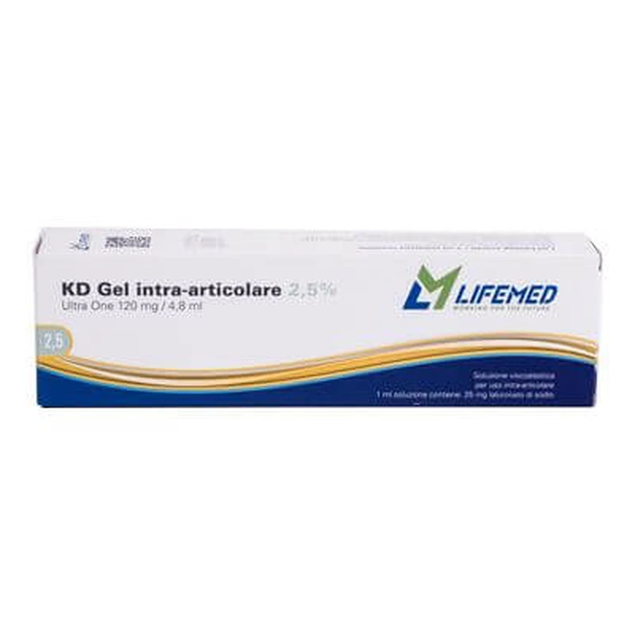 Intra-articulaire injectiespuit kd hyaluronzuurgel 2,5% ultra one 120 mg/4,8 ml