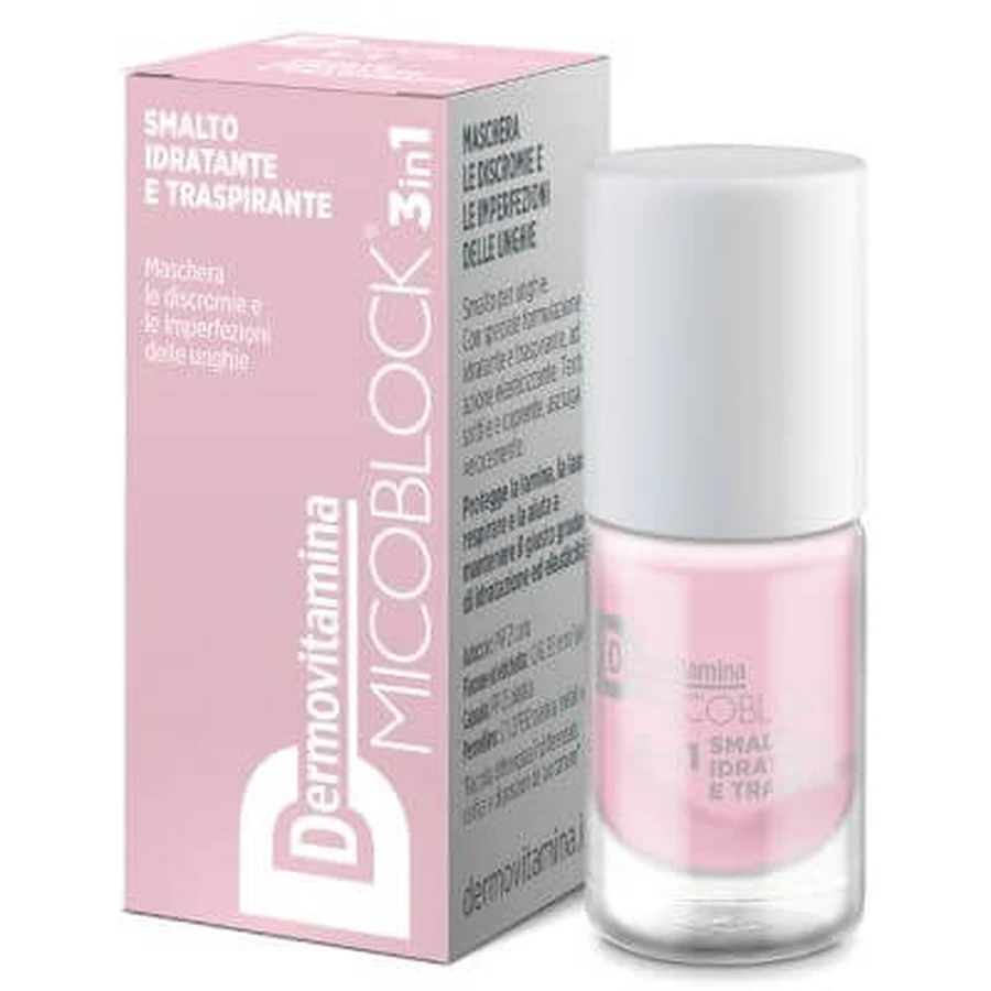 Dermovitamin micoblock 3-in-1 feuchtigkeitsspendender und atmungsaktiver Nagellack hellrosa 5 ml
