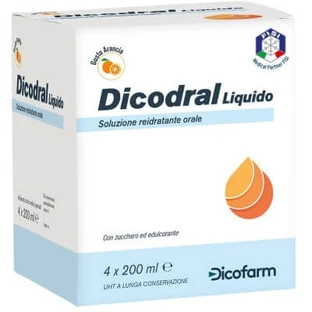 Dicodral liquid oral rehydration solution 4 x 200 ml