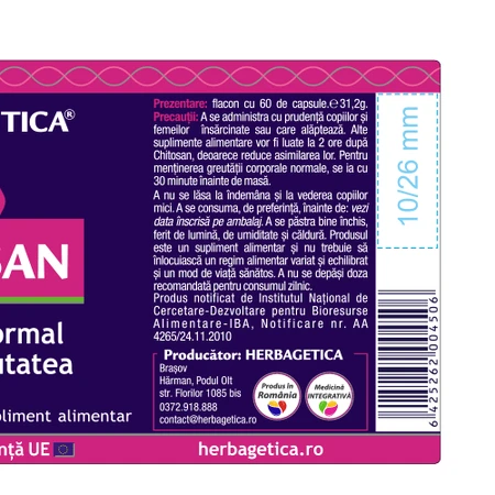 Chitosan, 60 capsules, Herbagetica