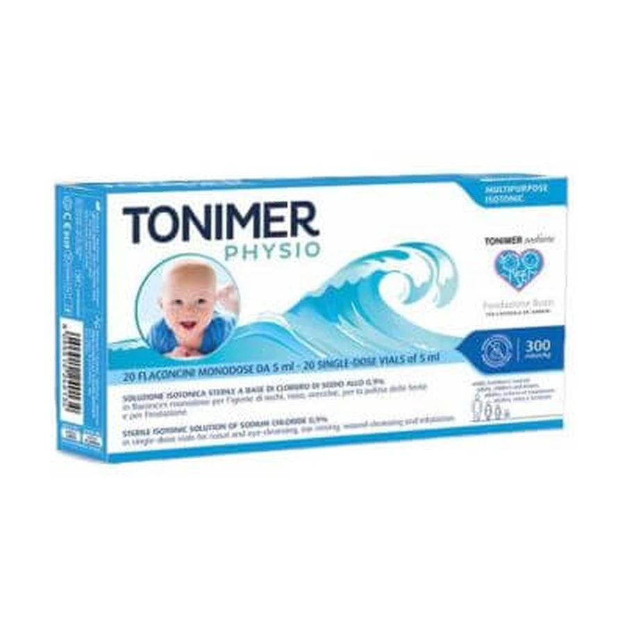 Tonimer fysio isotone eendosisoplossing op basis van natriumchloride 0,9% 20 flacons 5 ml