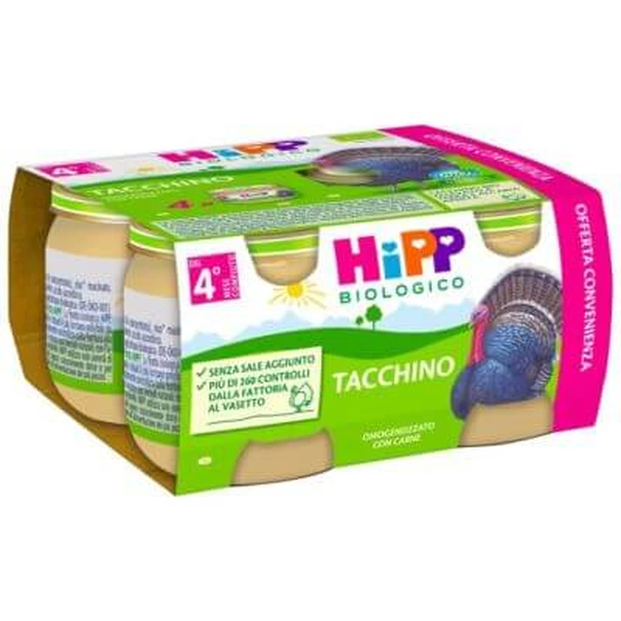 Hipp curcan bio omogenizat 4 bucăți 80 g