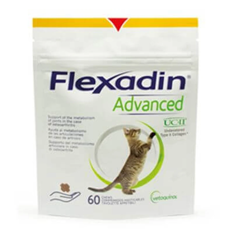 Flexadin advanced cat all sizes sachet of 60 palatable chewable chewable tablets