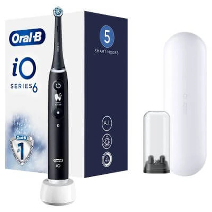 Elektrische Zahnbürste Oral-b io 6 schwarz + 2 Nachfüllpackungen