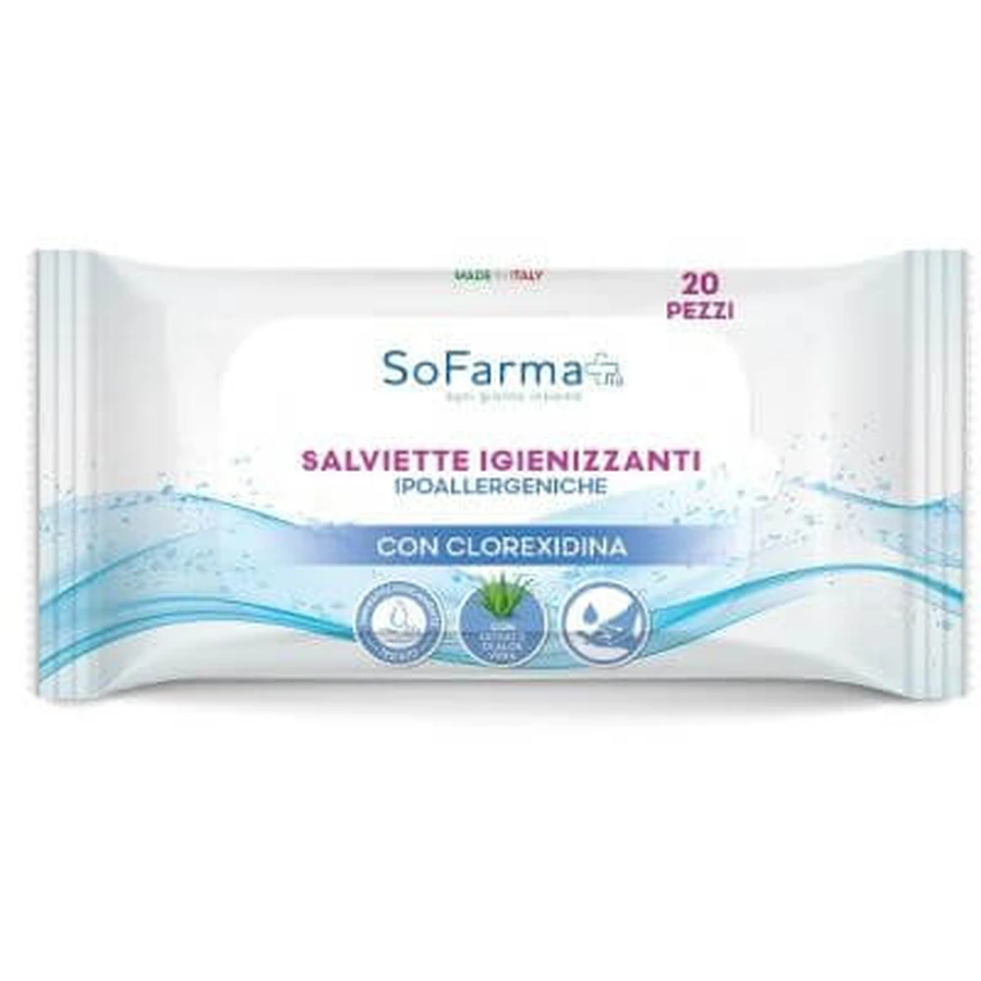 Taschentücher mit Chlorhexidin 20 Stück sofarmapiu'
