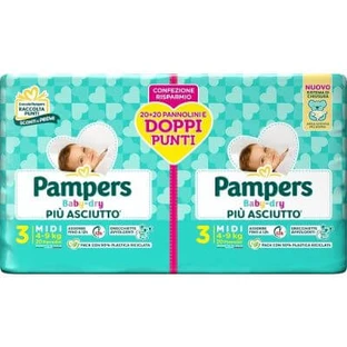 Pampers baby dry nappy duo downcount midi 40 pieces