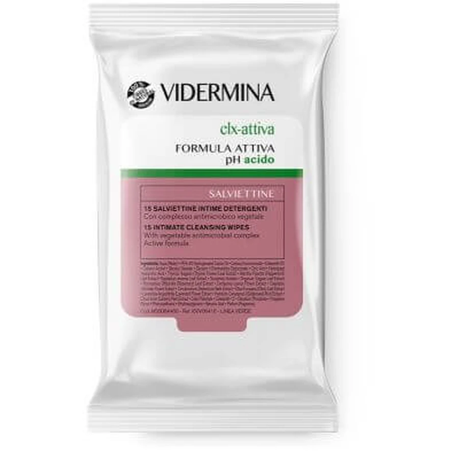 Vidermina clx active 15 intimate cleansing wipes