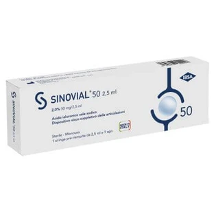 Seringue intra-articulaire synovial 50 acide hyaluronique 2% 50 mg/2.5 ml 1 fs + aiguille calibre 21 1 pièce